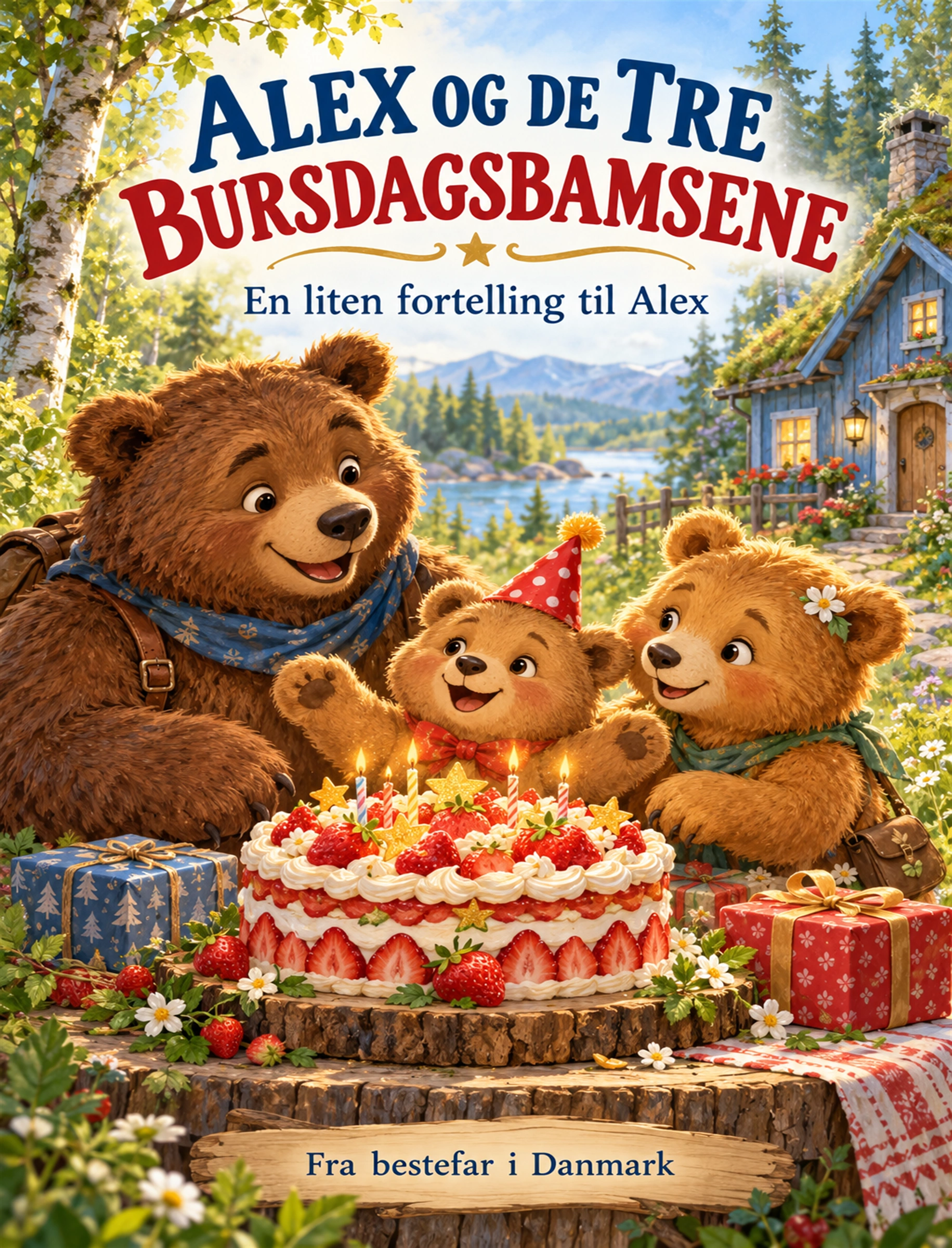 Omslag til Alex og de tre bursdagsbamsene